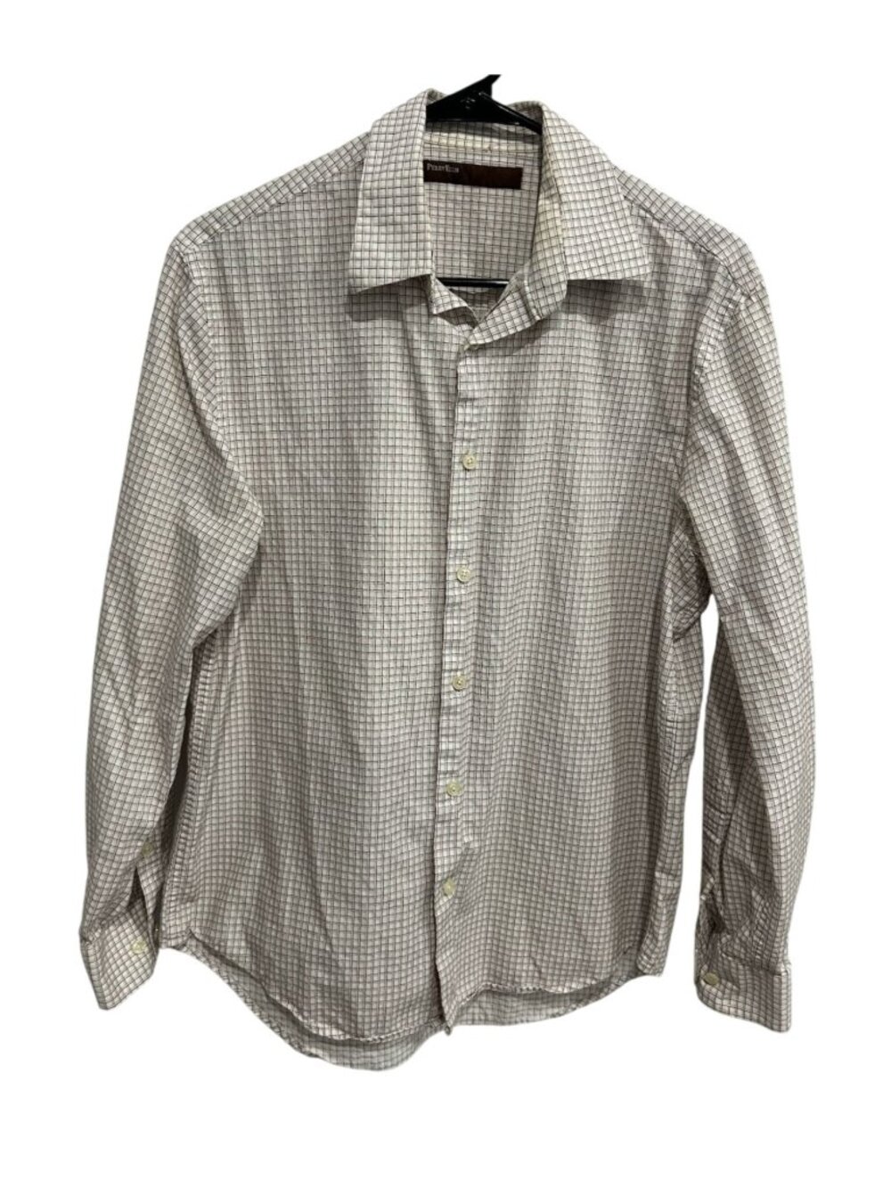 Perry Ellis Medium Mens Checkered Long Sleeve Shirt Surreal Retro Futurism